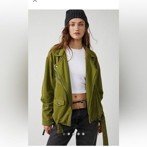 Free People Rebel knit oversized moto jacket